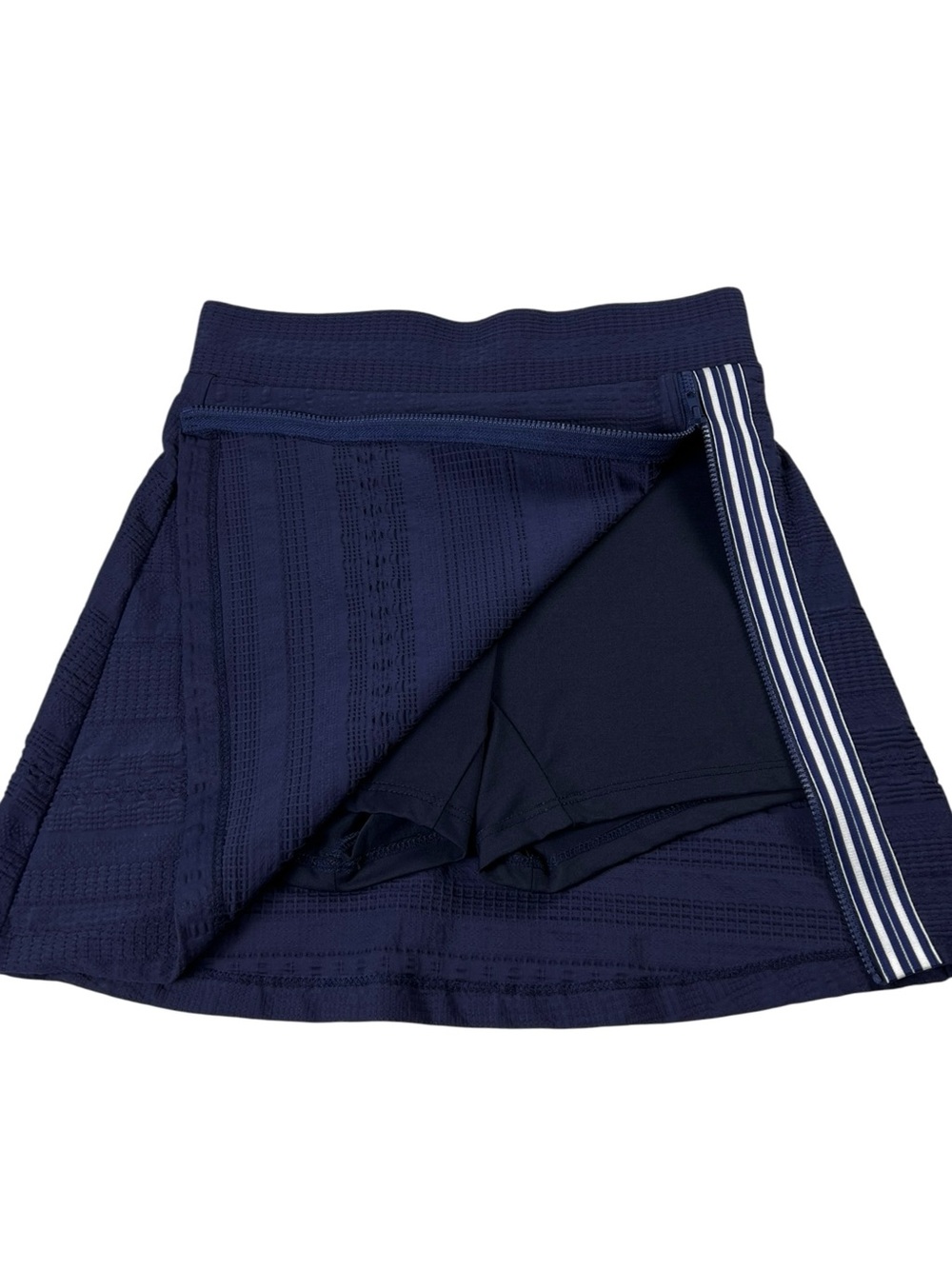 L’etoile Sport Navy Blue Textured Side Zip Up Tennis Golf Mini Skirt Skort XS